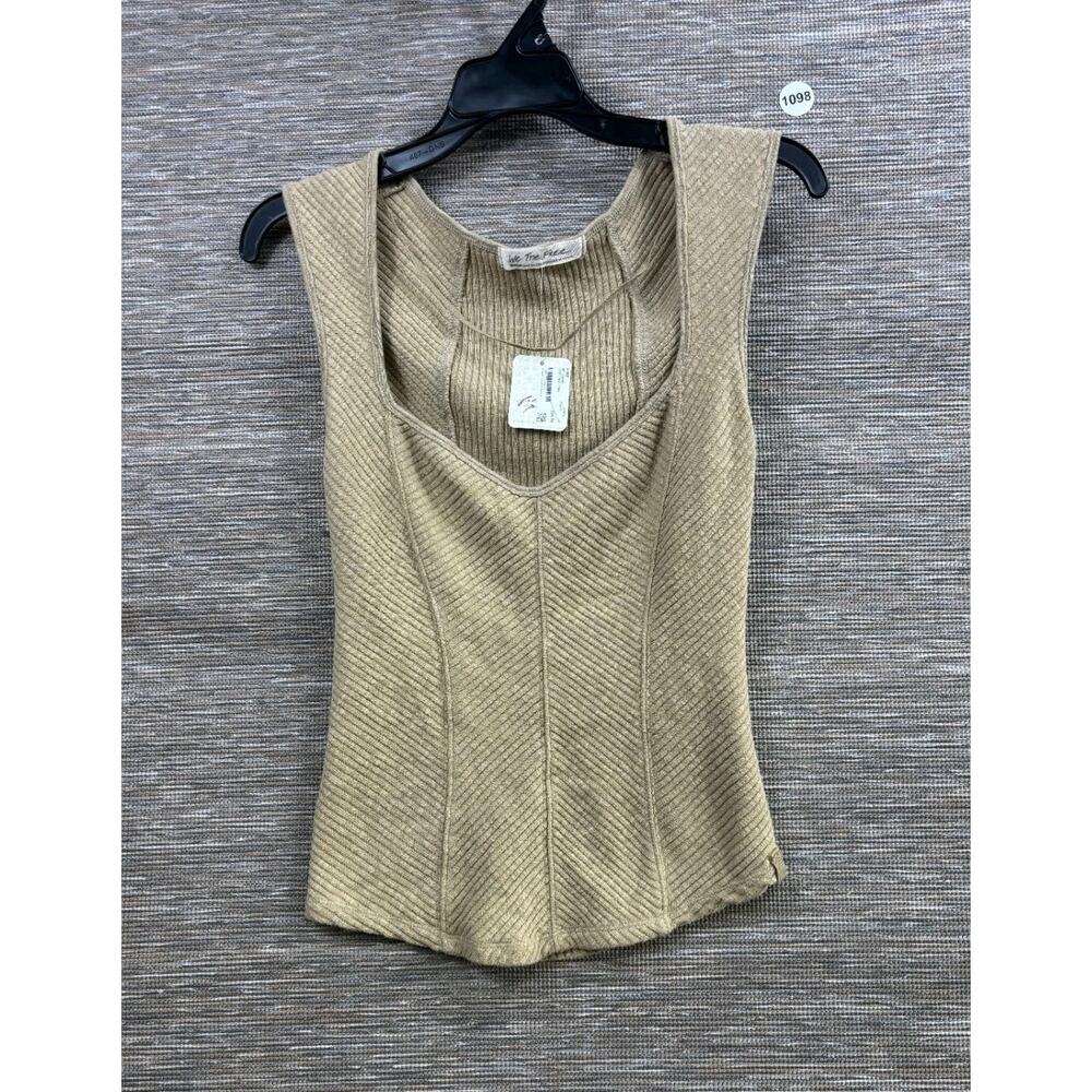 Free People Ribbed Tan Knit Tank Top